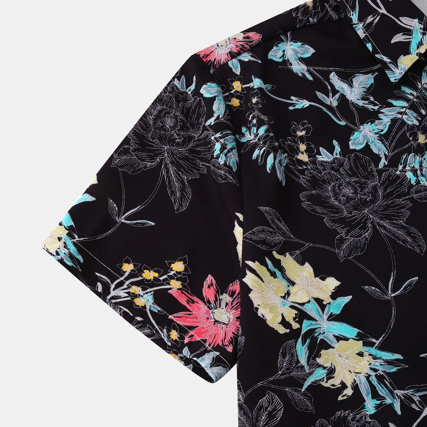 Men's Plus Size Floral Print Short Sleeve Button Down Casual Shirt - Fashlot