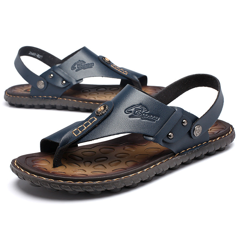 Comfy Men's Leather Open Toe Sandals - Travel-Ready, Lightweight, All-Day Comfort - Fashlot