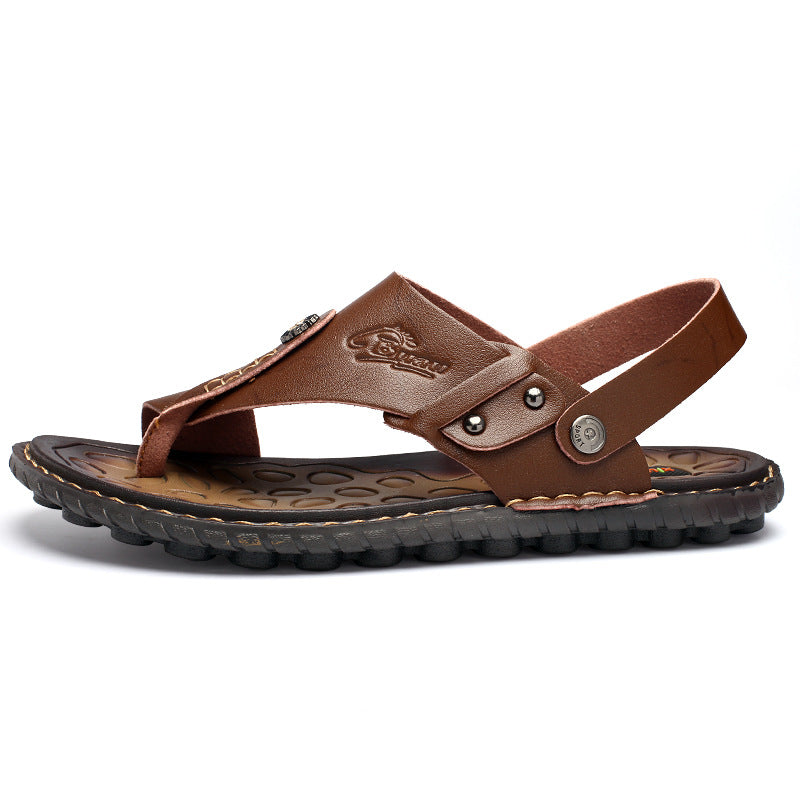 Comfy Men's Leather Open Toe Sandals - Travel-Ready, Lightweight, All-Day Comfort - Fashlot