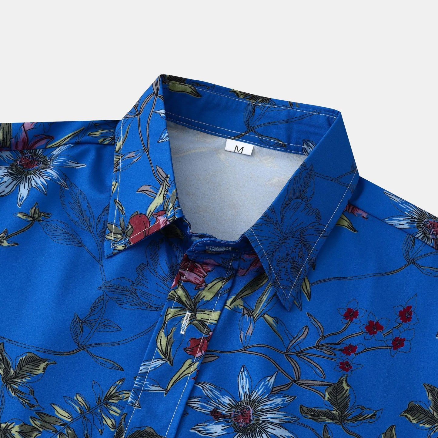 Men's Plus Size Floral Print Short Sleeve Button Down Casual Shirt - Fashlot