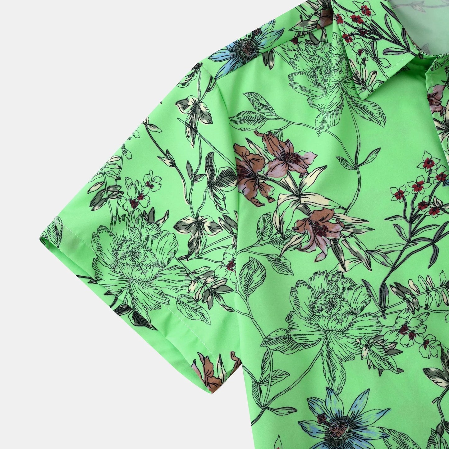 Men's Plus Size Floral Print Short Sleeve Button Down Casual Shirt - Fashlot