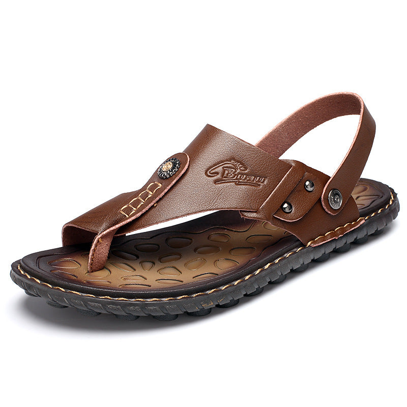 Comfy Men's Leather Open Toe Sandals - Travel-Ready, Lightweight, All-Day Comfort - Fashlot
