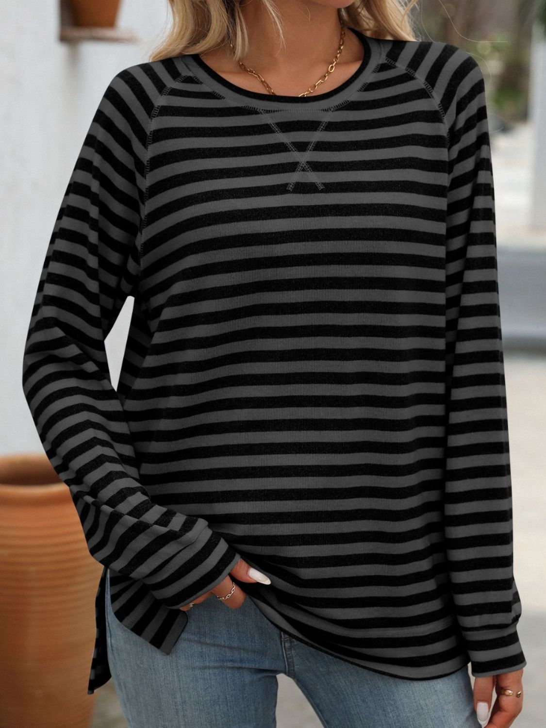 Women’s Classic Striped Long Sleeve Tee – Everyday Comfort with a Timeless Look - Fashlot