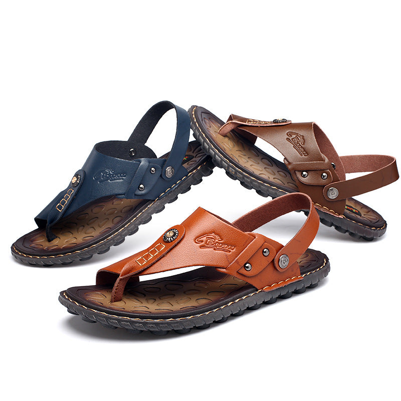 Comfy Men's Leather Open Toe Sandals - Travel-Ready, Lightweight, All-Day Comfort - Fashlot