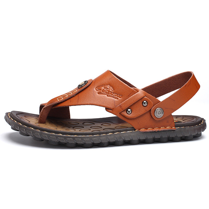 Comfy Men's Leather Open Toe Sandals - Travel-Ready, Lightweight, All-Day Comfort - Fashlot