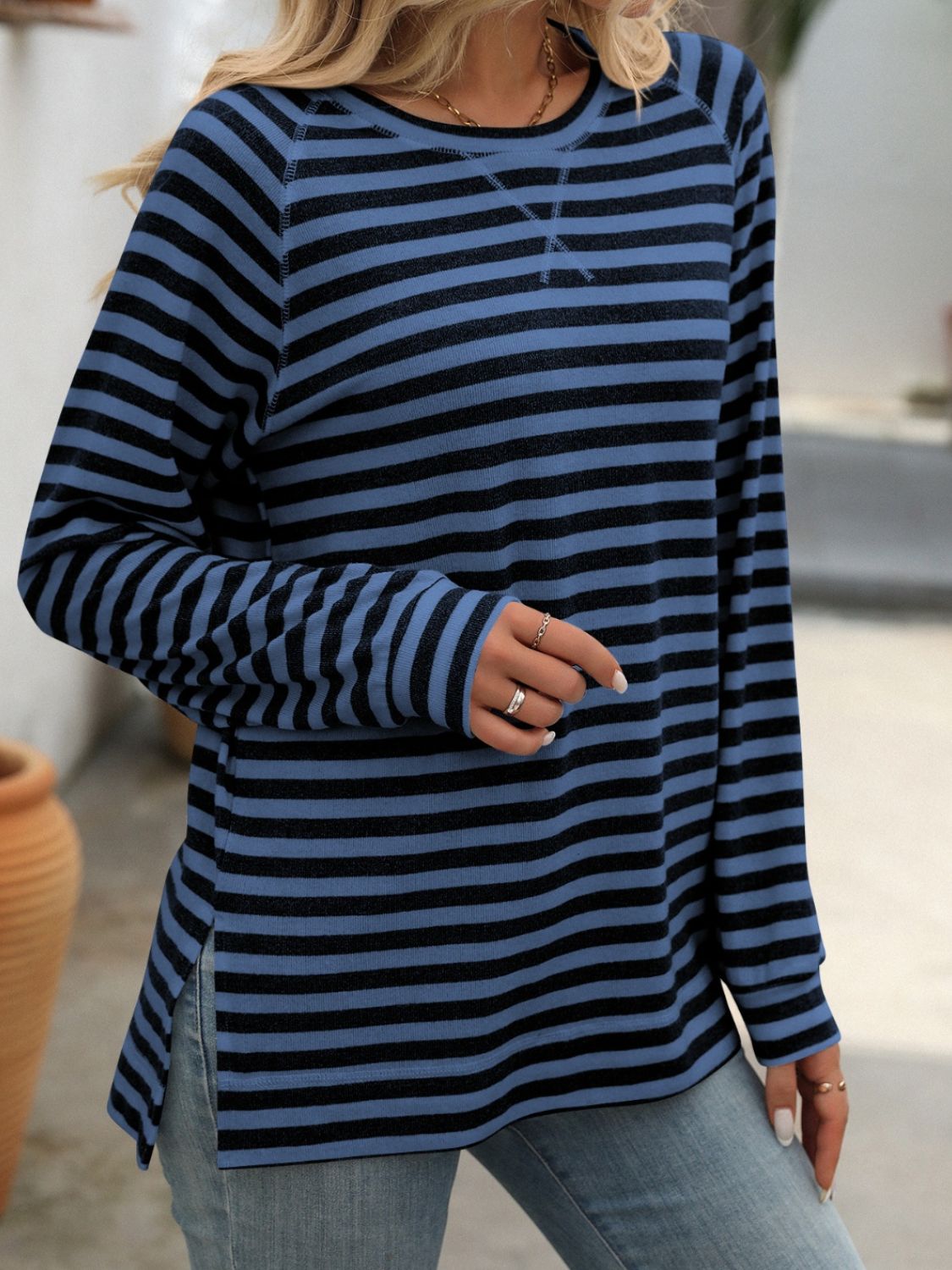 Women’s Classic Striped Long Sleeve Tee – Everyday Comfort with a Timeless Look - Fashlot