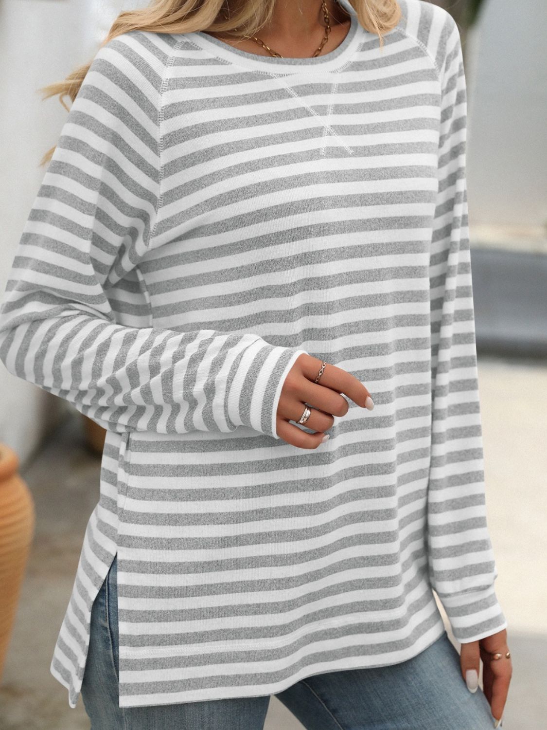 Women’s Classic Striped Long Sleeve Tee – Everyday Comfort with a Timeless Look - Fashlot