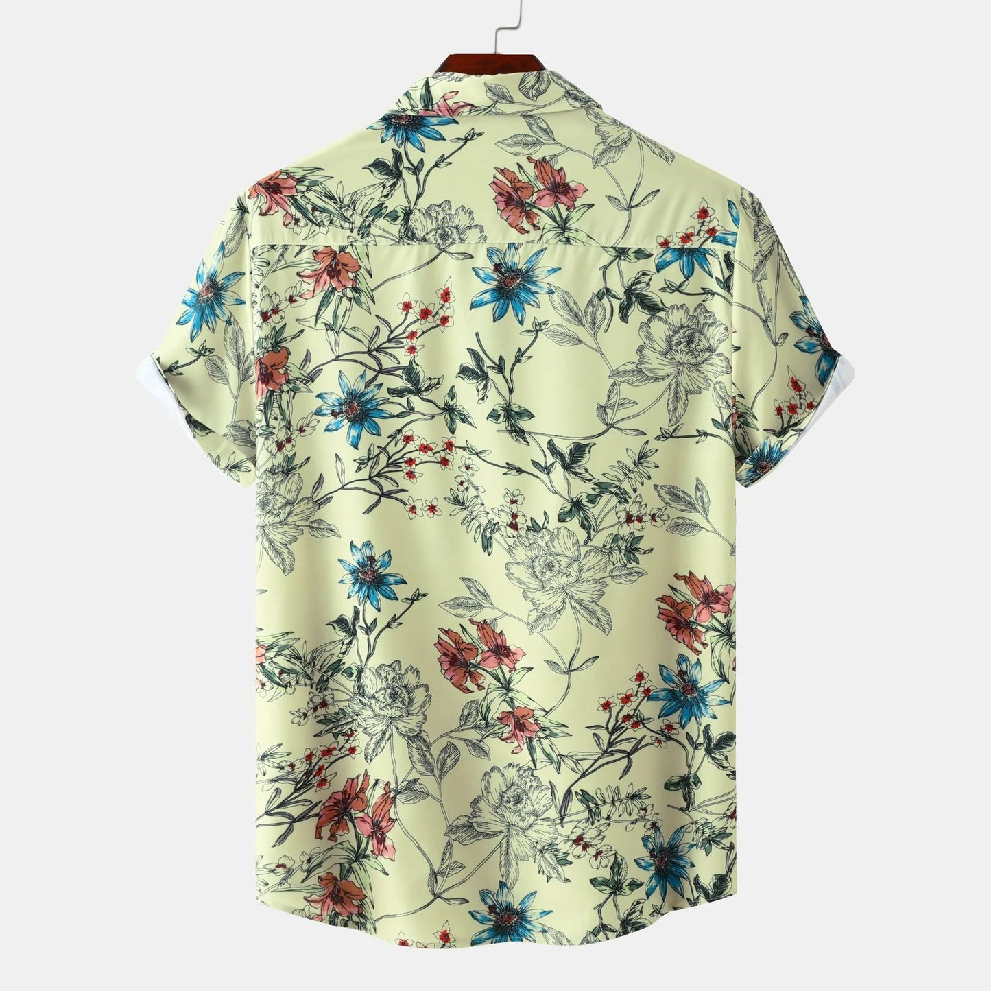 Men's Plus Size Floral Print Short Sleeve Button Down Casual Shirt - Fashlot