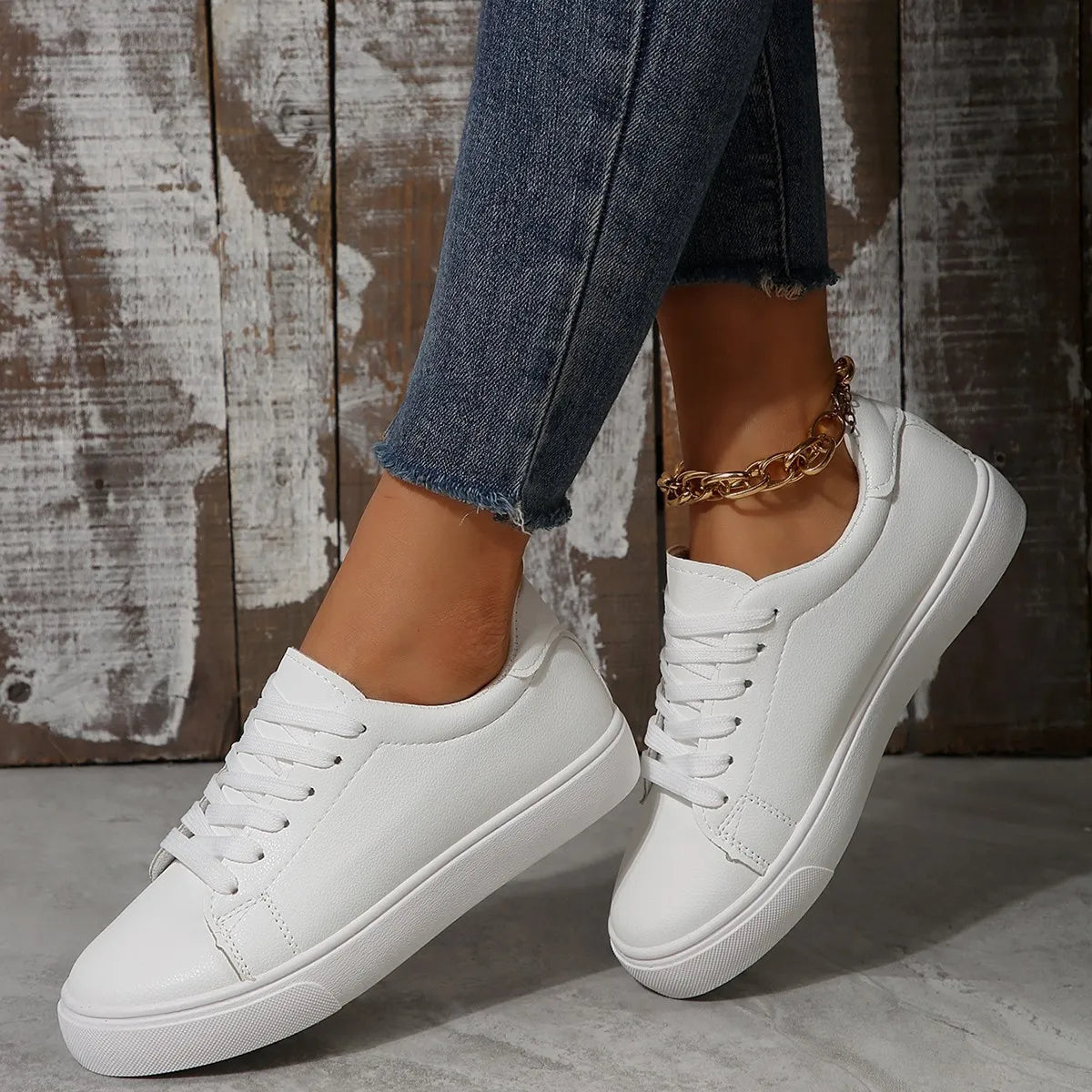 Women’s Round Toe Platform Sneakers – Elevated Comfort, Everyday Style, Easy to Wear - Fashlot
