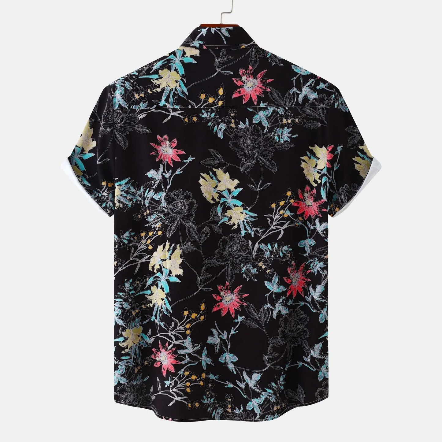 Men's Plus Size Floral Print Short Sleeve Button Down Casual Shirt - Fashlot