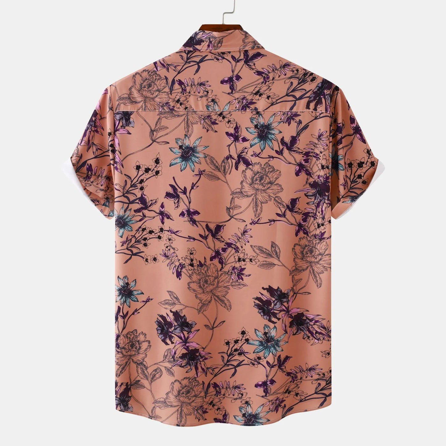 Men's Plus Size Floral Print Short Sleeve Button Down Casual Shirt - Fashlot