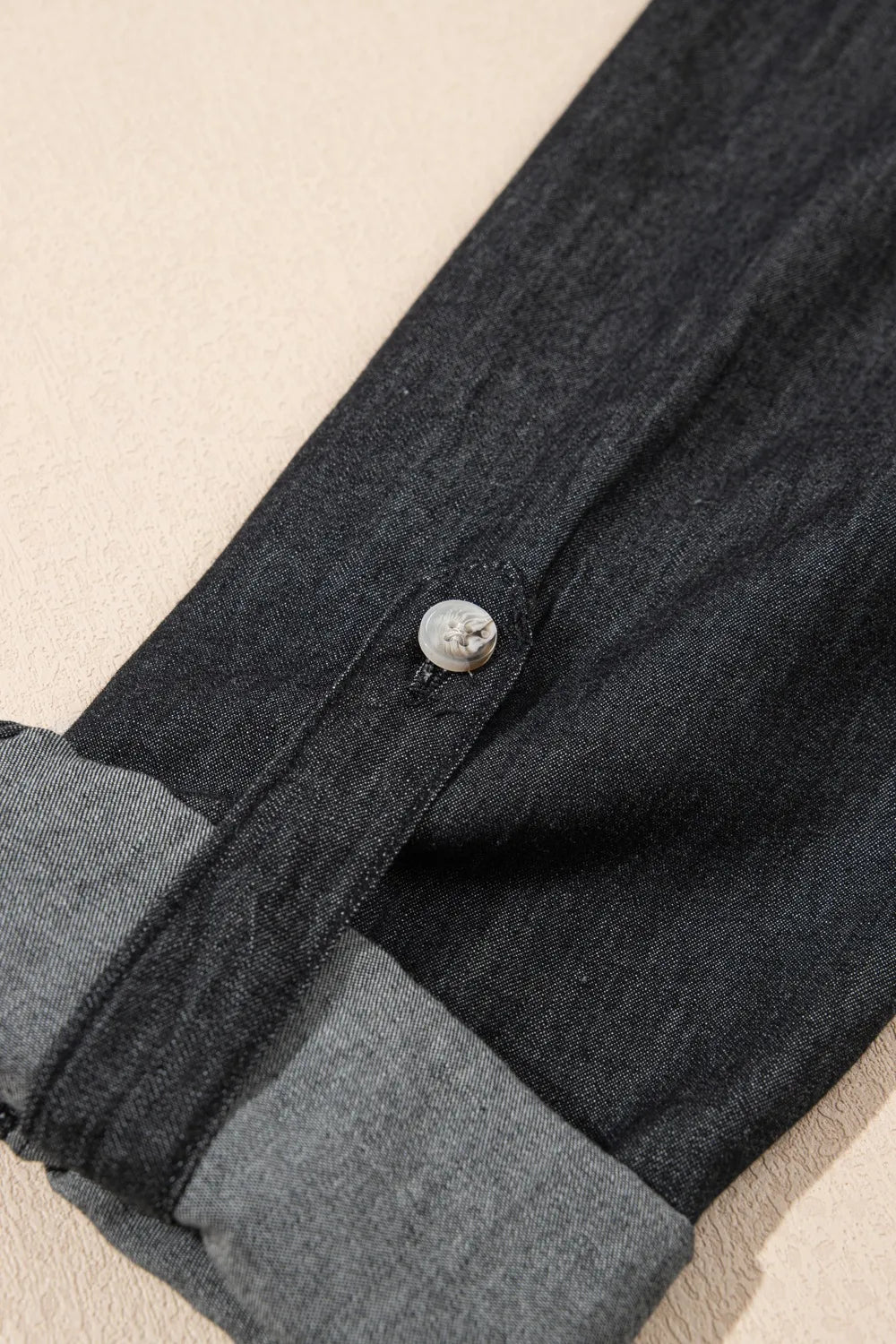 Pocketed Collared Neck Long Sleeve Denim Top for Women- Fashlot