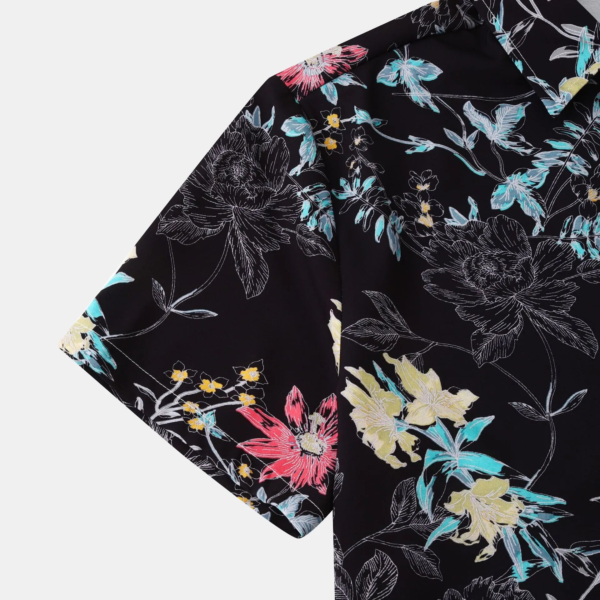 Men's Plus Size Floral Print Short Sleeve Button Down Casual Shirt - Fashlot