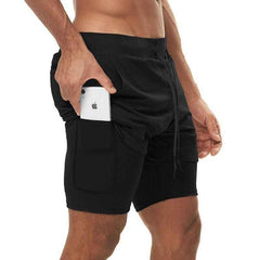 Men's Quick-Dry 2 in 1 Multi-pocket Shorts For Gym Workouts Fitness Running Sports - Fashlot 