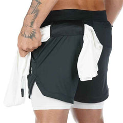 Men's Quick-Dry 2 in 1 Multi-pocket Shorts For Gym Workouts Fitness Running Sports - Fashlot 