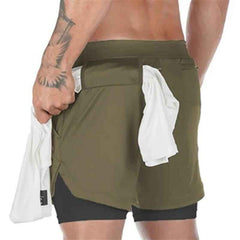 Men's Quick-Dry 2 in 1 Multi-pocket Shorts For Gym Workouts Fitness Running Sports - Fashlot 