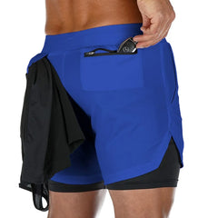 Men's Quick-Dry 2 in 1 Multi-pocket Shorts For Gym Workouts Fitness Running Sports - Fashlot 