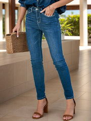 Essential Button-Up Stretch Skinny Jeans for Women – Minimal and Versatile - Fashlot