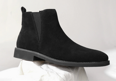 Common Cowhide Casual Warm Autumn Fall Winter Round Toe Suede Men’s Zipper Chelsea Boots