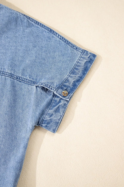 Women’s Button Down Short Sleeve Denim Dress - Classic, Clean, Effortless - Fashlot