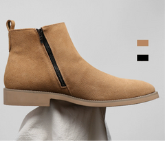 Common Cowhide Casual Warm Autumn Fall Winter Round Toe Suede Men’s Zipper Chelsea Boots