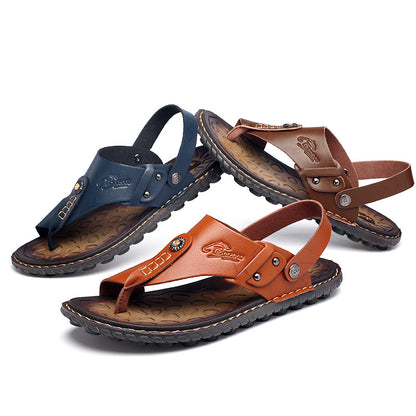 Comfy Men's Leather Open Toe Sandals - Travel-Ready, Lightweight, All-Day Comfort - Fashlot