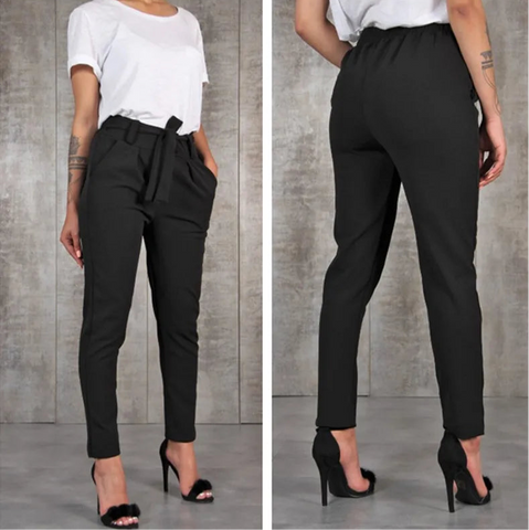 Casual Women’s Slim Fit Waist High Slight Stretch Pants For Work Travel Business Lounging Spring Summer - Fashlot 