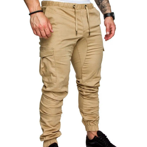 Men's Solid Color Casual Cargo Jogging Pants