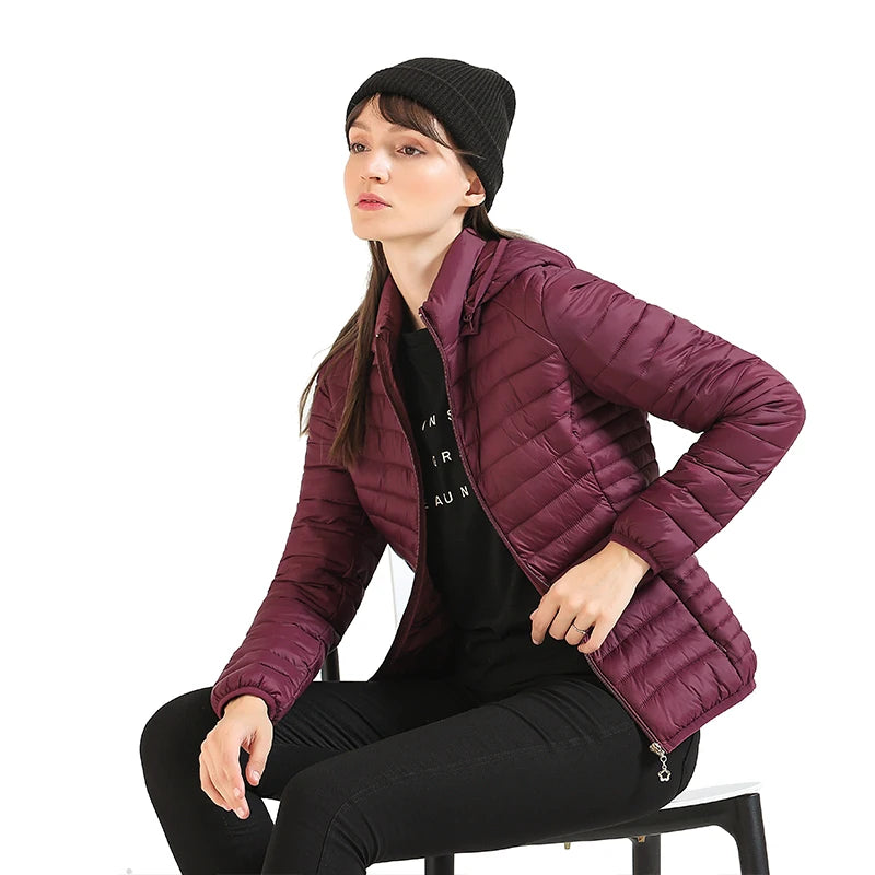 Ultra lightweight Warm Puffer Hoodie Jacket For Women - Fashlot