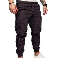 Men's Solid Color Casual Cargo Jogging Pants - Fashlot 