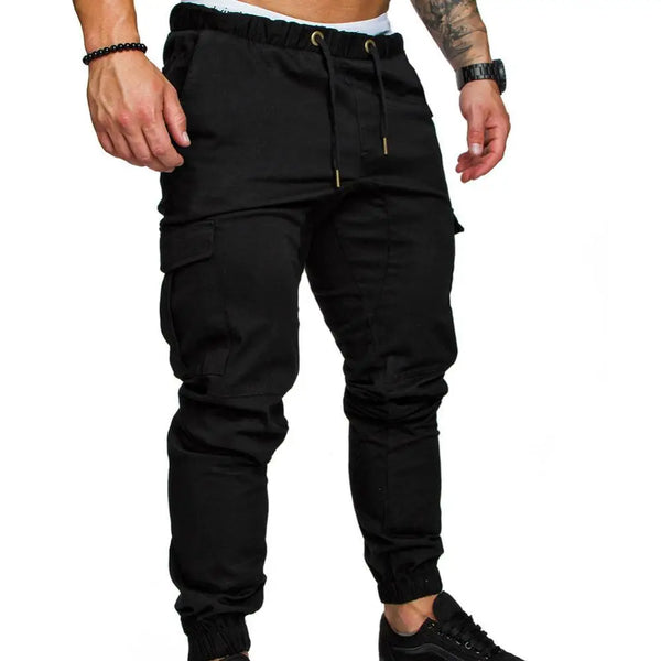 Men's Solid Color Casual Cargo Jogging Pants - Fashlot 