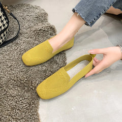 Solid Color Mesh Square Toe Spring Autumn Casual Slip-On Flats Loafers For Women - Fashlot