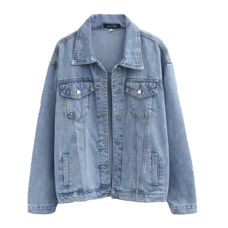 Women’s Vintage Oversized Denim Jacket – Autumn Winter Style - Fashlot