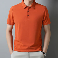 New Versatile Men's Casual Waffle Knit Solid Color Short Sleeve Polo Shirt - Fashlot 