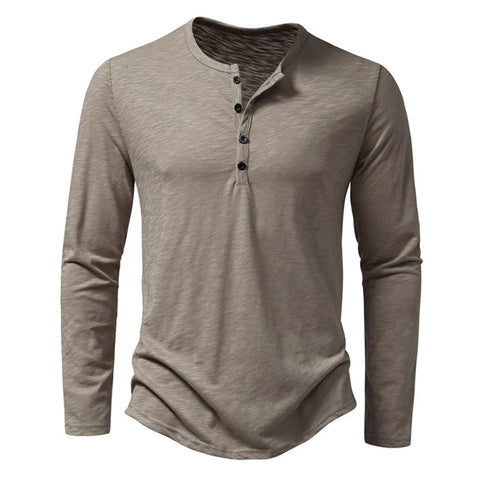 Men's Lightweight Casual Cotton Solid Color Long Sleeve Henley Shirt Work Gym Outdoor Activities Home Leisure Spring Autumn - Fashlot