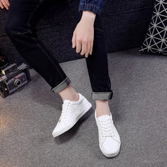 Spring Summer Men Casual Soft Leather Low Top Laceup Shoes - Fashlot 