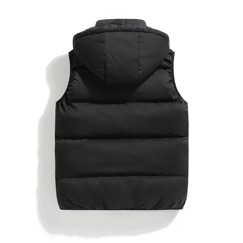 Men’s Warm Sleeveless Vest with Detachable Hoodie - Fashlot