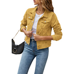 Women's Classic Casual Front Pocket Long Sleeve Denim Jean Jacket - Fashlot 