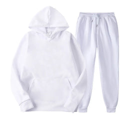 Men's Casual Autumn Fall Winter Solid Color Pullover Training Fitness Sports Gym Running Hoodie + Pants Two-Piece Matching Set S-4XL - Fashlot 