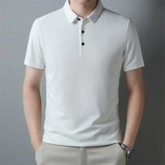 New Versatile Men's Casual Waffle Knit Solid Color Short Sleeve Polo Shirt - Fashlot 