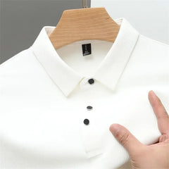 New Versatile Men's Casual Waffle Knit Solid Color Short Sleeve Polo Shirt - Fashlot 