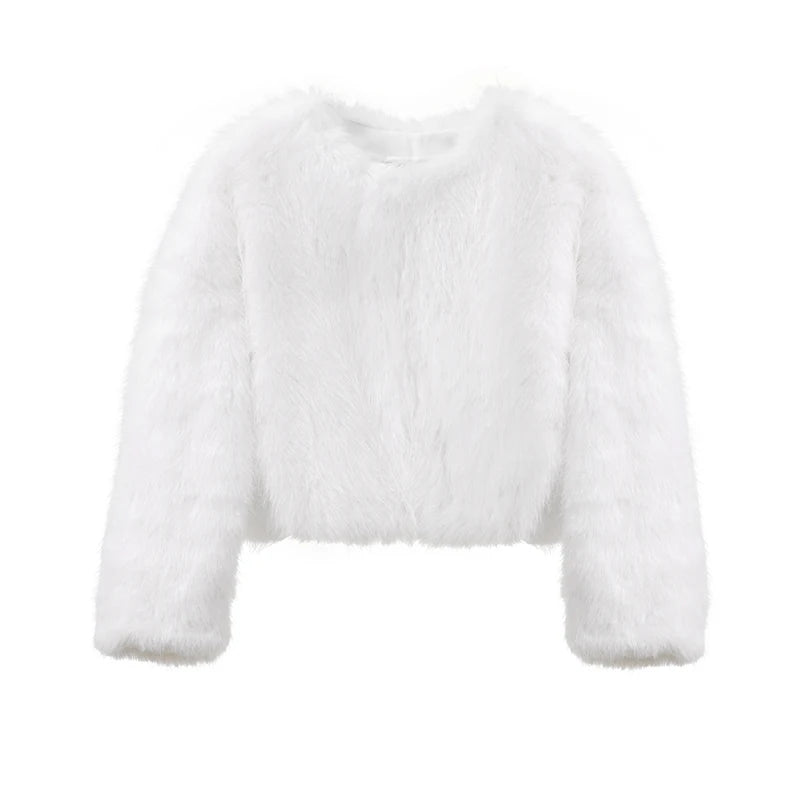 Thick Warm Gradient Cropped Faux Fur Women’s Coat - Fashlot