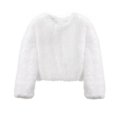 Thick Warm Gradient Cropped Faux Fur Women’s Coat - Fashlot