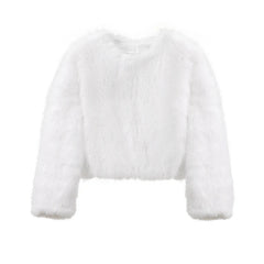 Thick Warm Gradient Cropped Faux Fur Women’s Coat - Fashlot