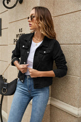 Women's Classic Casual Front Pocket Long Sleeve Denim Jean Jacket - Fashlot 