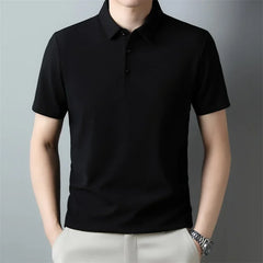 New Men's Casual Waffle Solid Color Short Sleeve Polo Shirt - Fashlot 