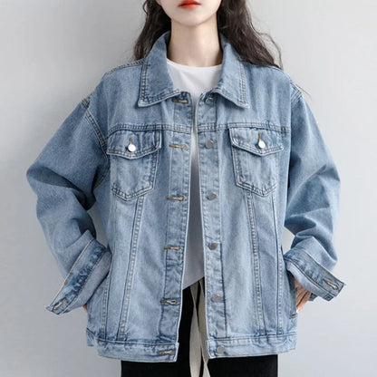 Women’s Vintage Oversized Denim Jacket – Autumn Winter Style - Fashlot