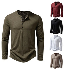 Men's Lightweight Casual Cotton Solid Color Long Sleeve Henley Shirt Work Gym Outdoor Activities Home Leisure Spring Autumn - Fashlot