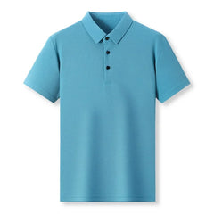 New Versatile Men's Casual Waffle Knit Solid Color Short Sleeve Polo Shirt - Fashlot 