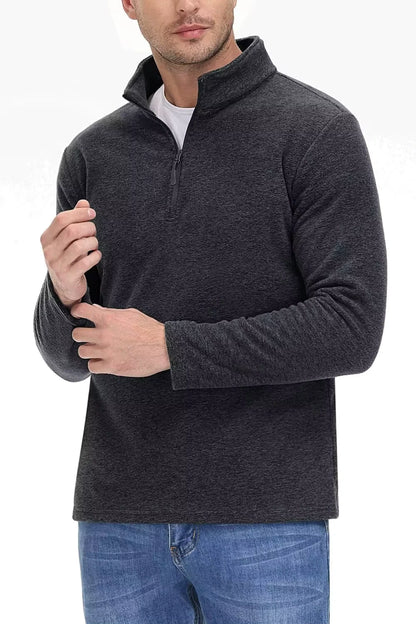 Men's Casual Warm Breathable Winter Longsleeve Pullover Quarter Zip Fleece Sweater